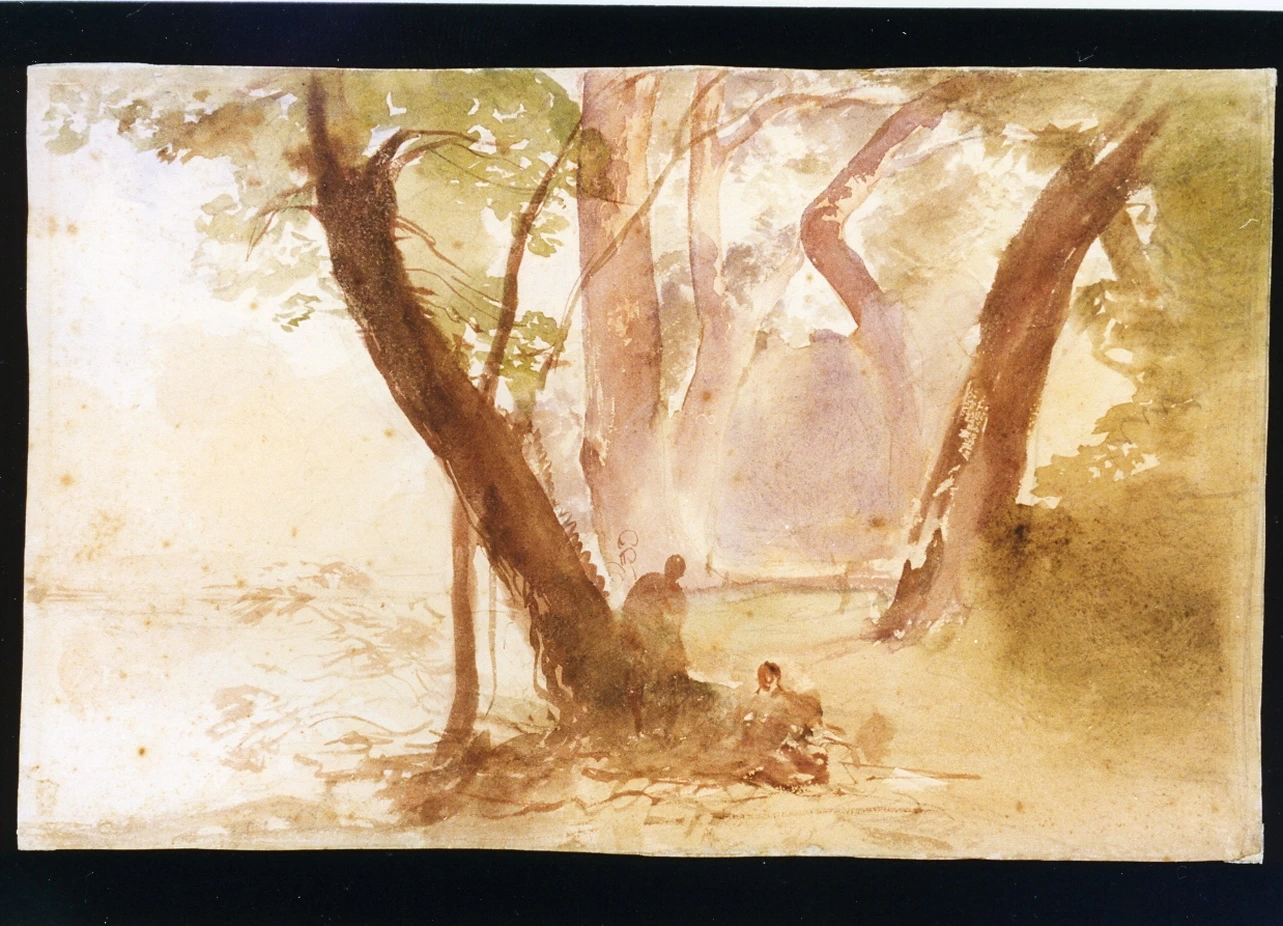 Paesaggio boschivo con due figure - Museo Nazionale di san Martino, Napoli